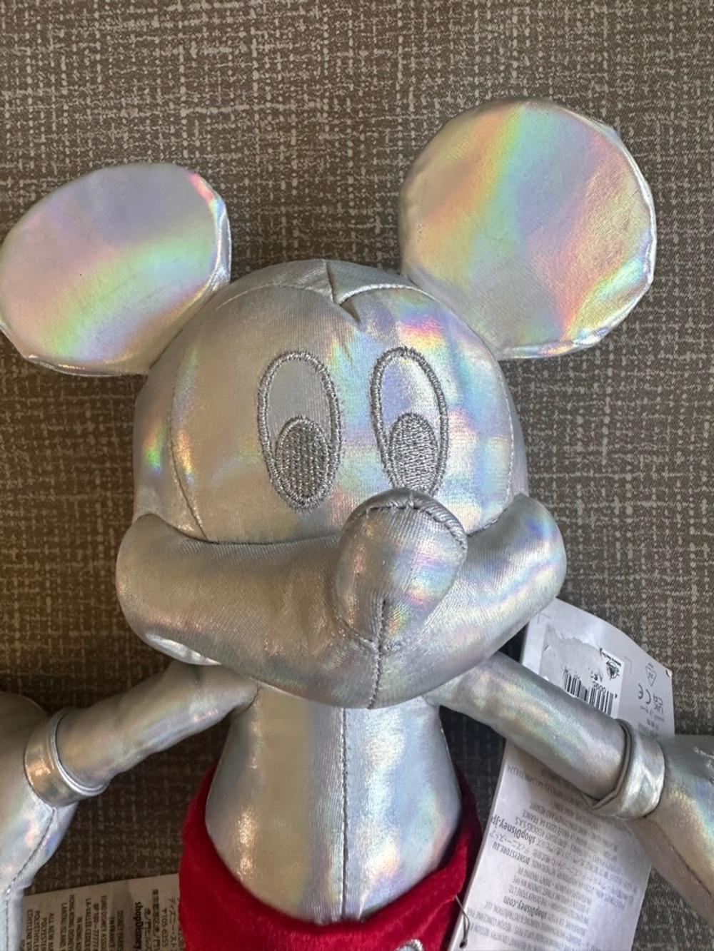 Disney100 Mickey Mouse Platinum Silver Iridescent Plush 14” Anniversary - Picture 4 of 11